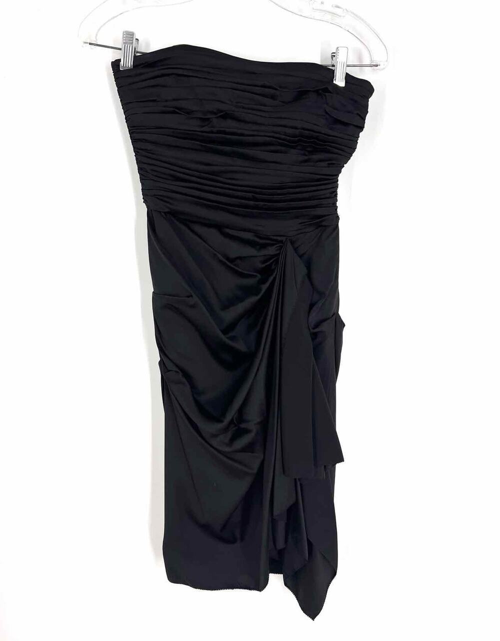 Nicole Miller Size 2 Black Ruched Silk Blend Designer Dress
